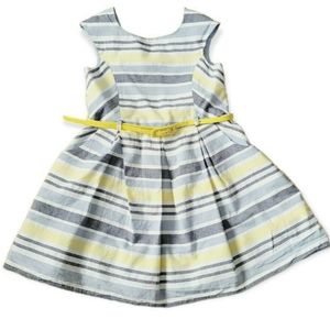 St. Bernard striped blue yellow white striped dress